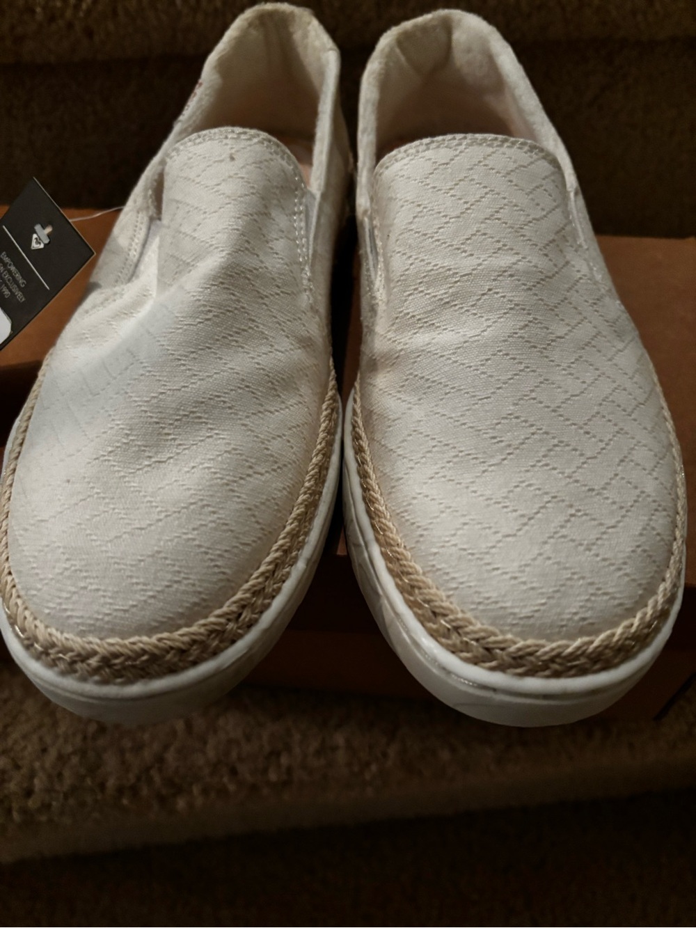 Roxy White Canvas Slip-On Espadrille with Natural Braided Trim - Picture 5 of 6